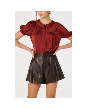 Astr Zayne Ruffle Satin Top - Red