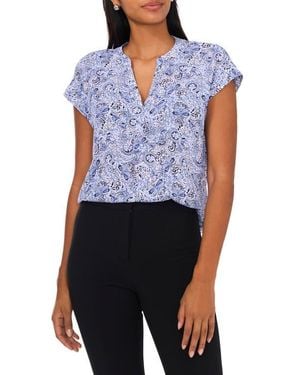 Chaus Split Neck Georgette Blouse - Blue