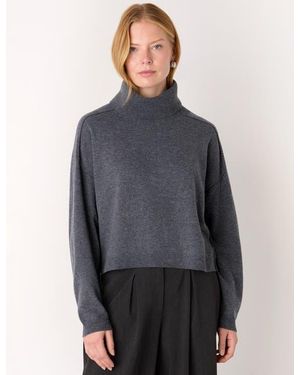 Whistles Wool Cowl Neck Knit Sweater - Gray