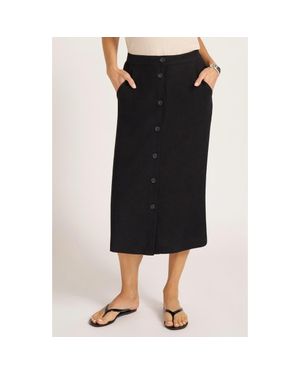 Matty M Button Front Midi Skirt - Black