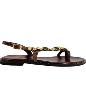 Madison Maison Leather Flat Serpent Sandal - Brown