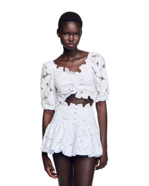 Sandro Guipure Lace Top - White