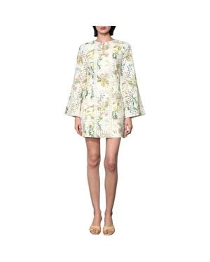 Adelyn Rae Marshall Embroidered Long Sleeve Cotton Minidress - White