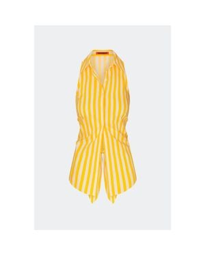 Simon Miller Loch Sleeveless Poplin Tie Back Button Up Shirt - Yellow
