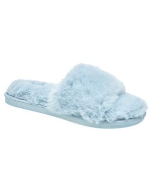 Nine West Slide Faux Fur Slipper - Blue