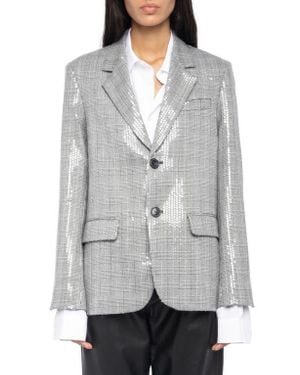 Zadig & Voltaire Vanille Sequin Plaid Blazer - Gray