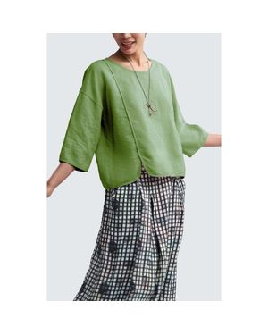 Luukaa Solara Boxy Linen Blouse - Green