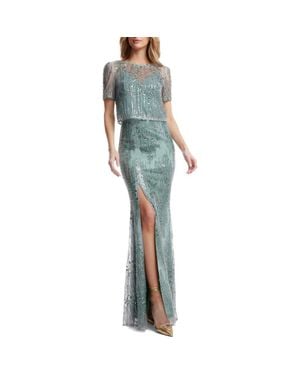 Dress the Population Amanda Sequin Mermaid Gown - Blue