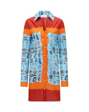 Callas Milano Charisse Printed Shirt Dress - Orange