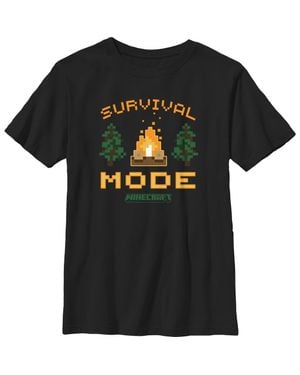 Minecraft Boys' Campfire Survival Mode T-Shirt - Black