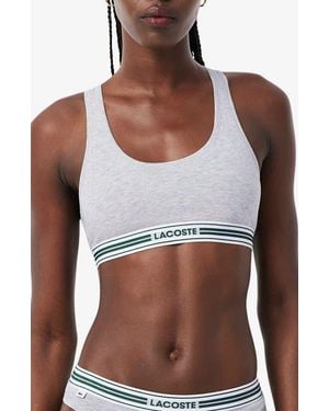 Lacoste Racerback Padded Stretch Cotton Bralette - Brown