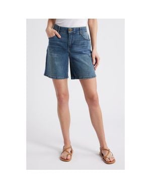 Wit & Wisdom High Waist Relaxed Denim Shorts - Blue