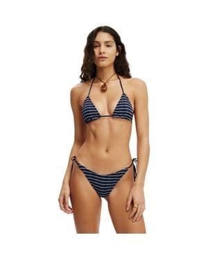 Cotton On Sunspun Micro Knit Slider Triangle Bikini Top - Blue