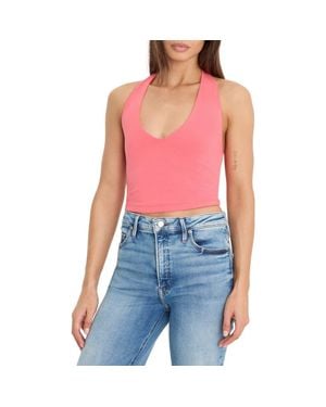 GOOD AMERICAN Super Stretch Crop Halter Tank - Pink