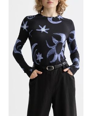 Scotch & Soda Print Long Sleeve T-Shirt - Black