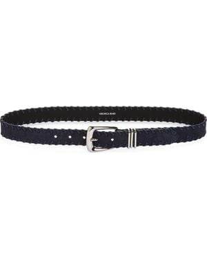 Veronica Beard Whipstitch Suede Belt - Black