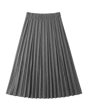 Aspact Crinkle Pleated Elastic Waist Merrow Edge Skirt - Gray