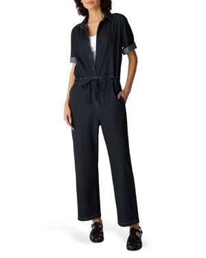 Eileen Fisher Organic Cotton Stretch Ankle Jumpsuit - Blue