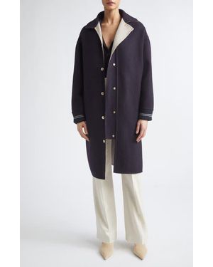 Eleventy Long Wool Bomber Coat - Blue