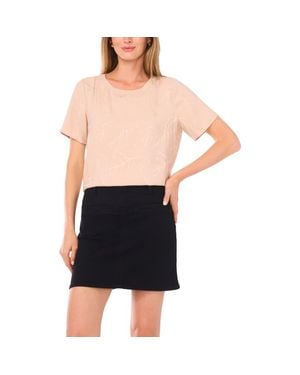 Vince Camuto Jacquard Short Sleeve Top - Black