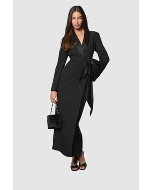 Coast Muse Bow Front Satin Maxi Dress - Black