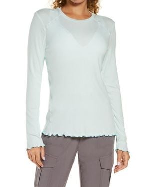 Zella Lettuce Edge Long Sleeve Rib T-Shirt - Gray