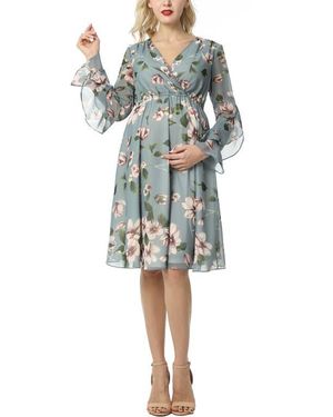 Kimi + Kai Salena Maternity Floral Print Dress - Blue