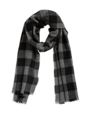Vince Buffalo Check Cashmere Scarf - Black
