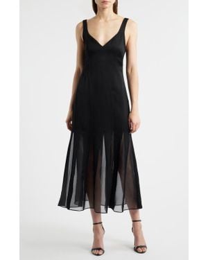 BOSS Sleeveless Godet Maxi Dress - Black