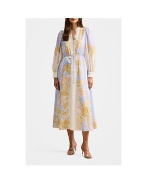 EVER NEW Courtney Placed Floral Long Sleeve Dress - Metallic