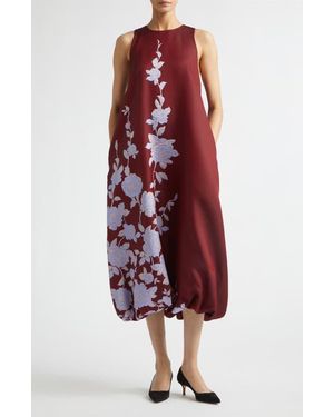 Lela Rose Rose Fil Coupé Bubble Hem Maxi Dress - Red