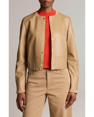 Vince Cropped Leather Jacket - Multicolor