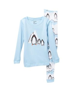 Leveret Penguin 2-Piece Pajama Set - Blue