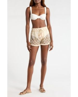 Ramy Brook Chevron Duke Drawstring Cover-Up Shorts - Natural