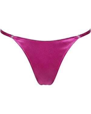 Mers Silk Silky Pure Fuchsia Silk Thong Adjustable Minimal G-String - Pink