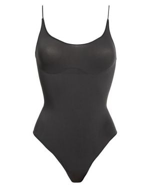 Skims Sheer Seamless Thong Bodysuit - Black