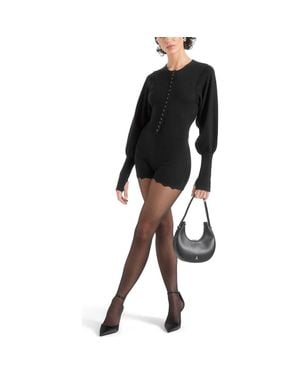 Manière De Voir Michele Knitted Scallop Hem Playsuit - Black