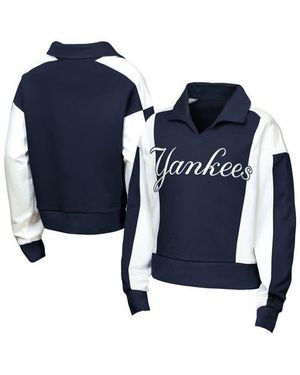 Outerstuff Girls Youth New York Yankees Tech Curve Ball Sweatshirt - Blue