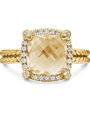 David Yurman Châtelaine Pavé Bezel Citrine, Diamond & 18K Ring - Metallic
