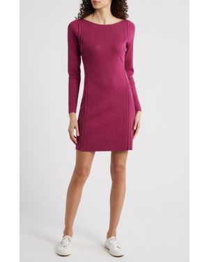 Tommy Bahama Delphina Braid Detail Long Sleeve Cotton Blend Sweater Minidress - Red