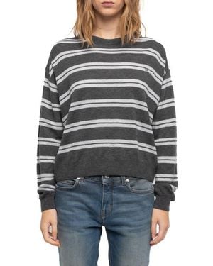 Zadig & Voltaire Swapy Stripe Cashmere Sweater - Black