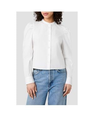 French Connection Cambria Puff Sleeve Cotton Shirt - White