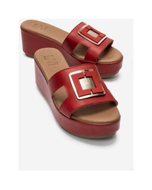 Forever & Always Shoes Hiola Leather Platform Sandal - Red