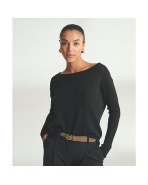 NAADAM Lightweight Cashmere Boatneck Sweater - Black