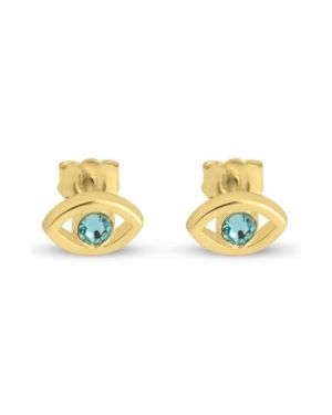 Melanie Marie Evil Eye Birthstone Stud Earrings - Metallic