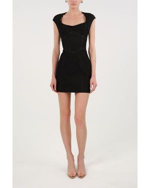 Nocturne Backless Mini Denim Dress With Built-In Cup Detail - Black