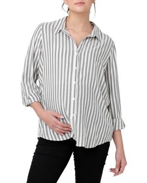 Ripe Maternity Lou St/Nursing Button-Up Shirt - Gray