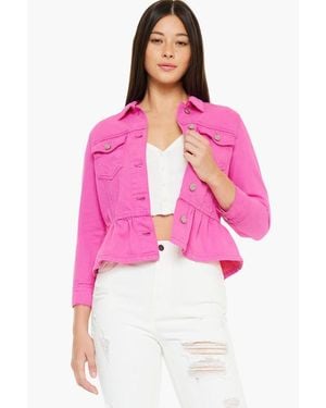 Kancan Marilou Peplum Denim Jacket - Pink
