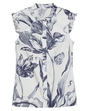 Erdem Print Sleeveless Cotton Shirt - Blue