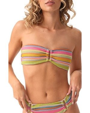 PQ Swim Stripe Bandeau Bikini Top - Brown